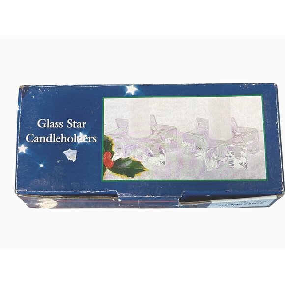 Glass Star Candleholders Clear Tealight Holders Box Set - Picture 4 of 5